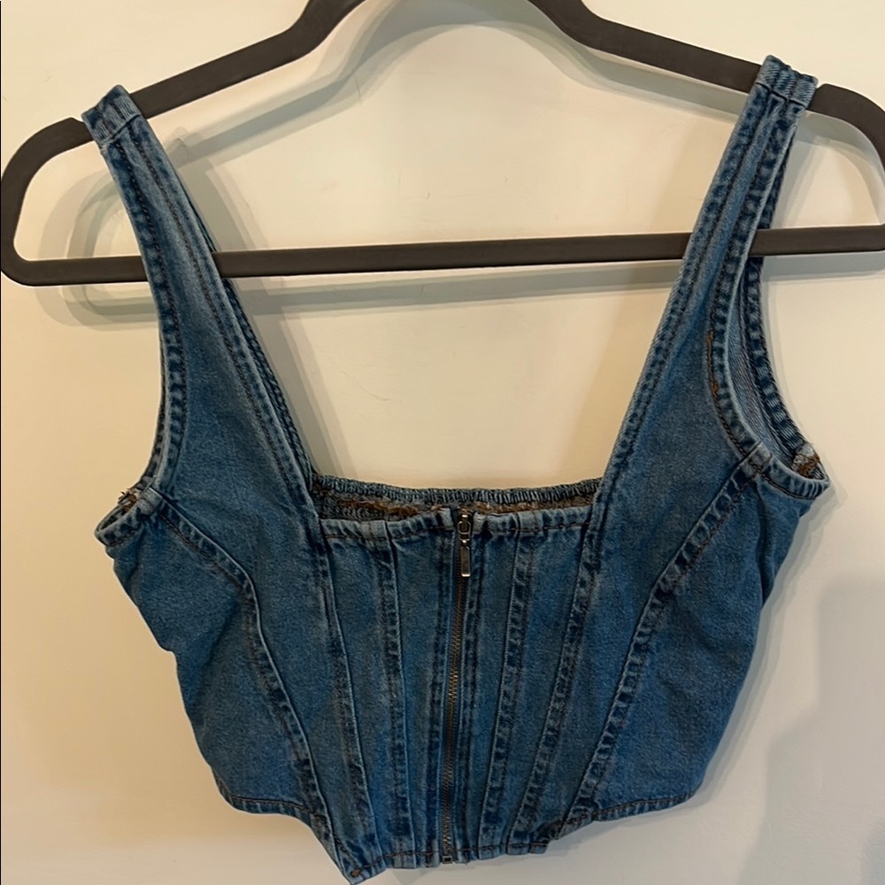 Lone Star Pride Blue Fitted Bustier Crop Top
